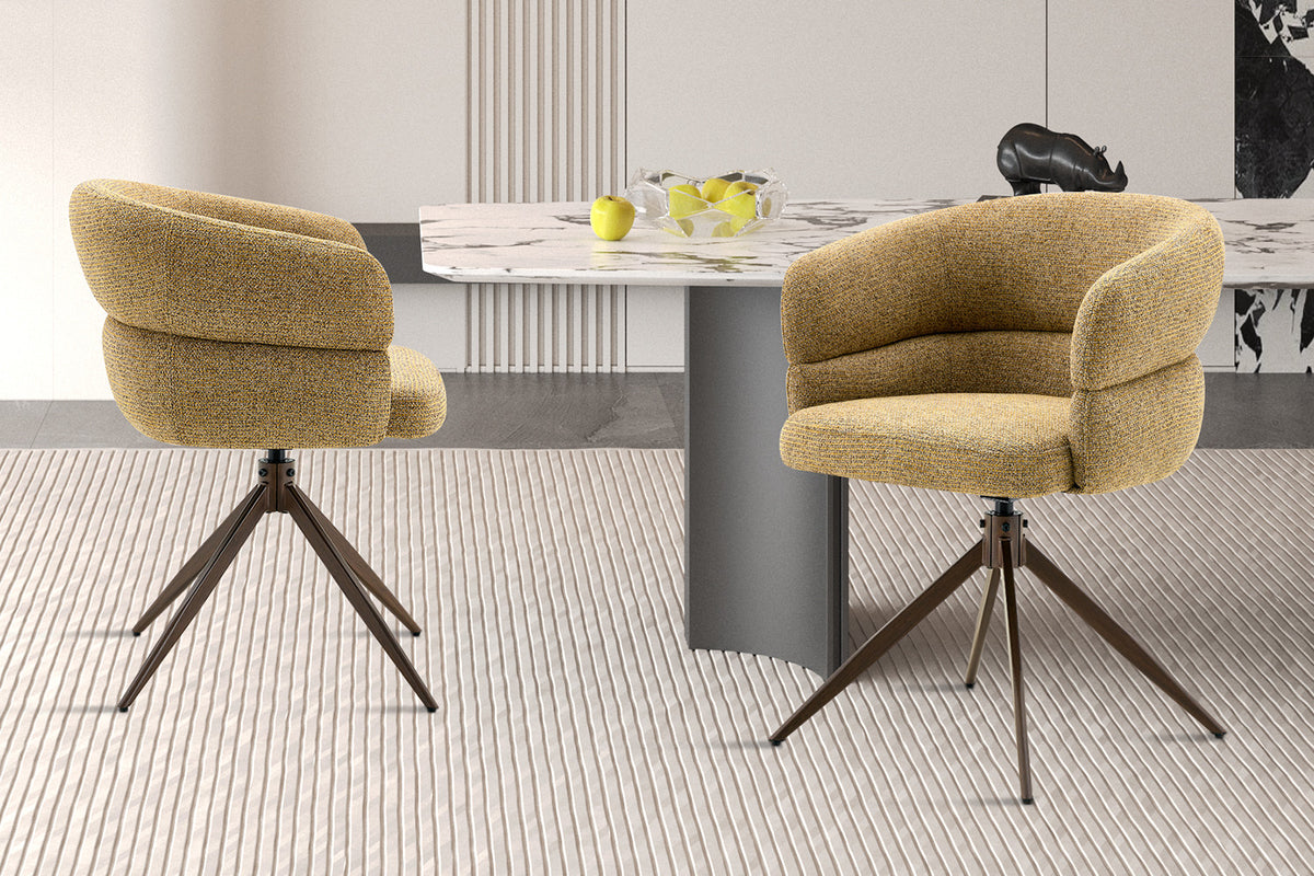 Chaise Leonie Pivotante – WZ coffee-4 Jaune – Pied Noyer