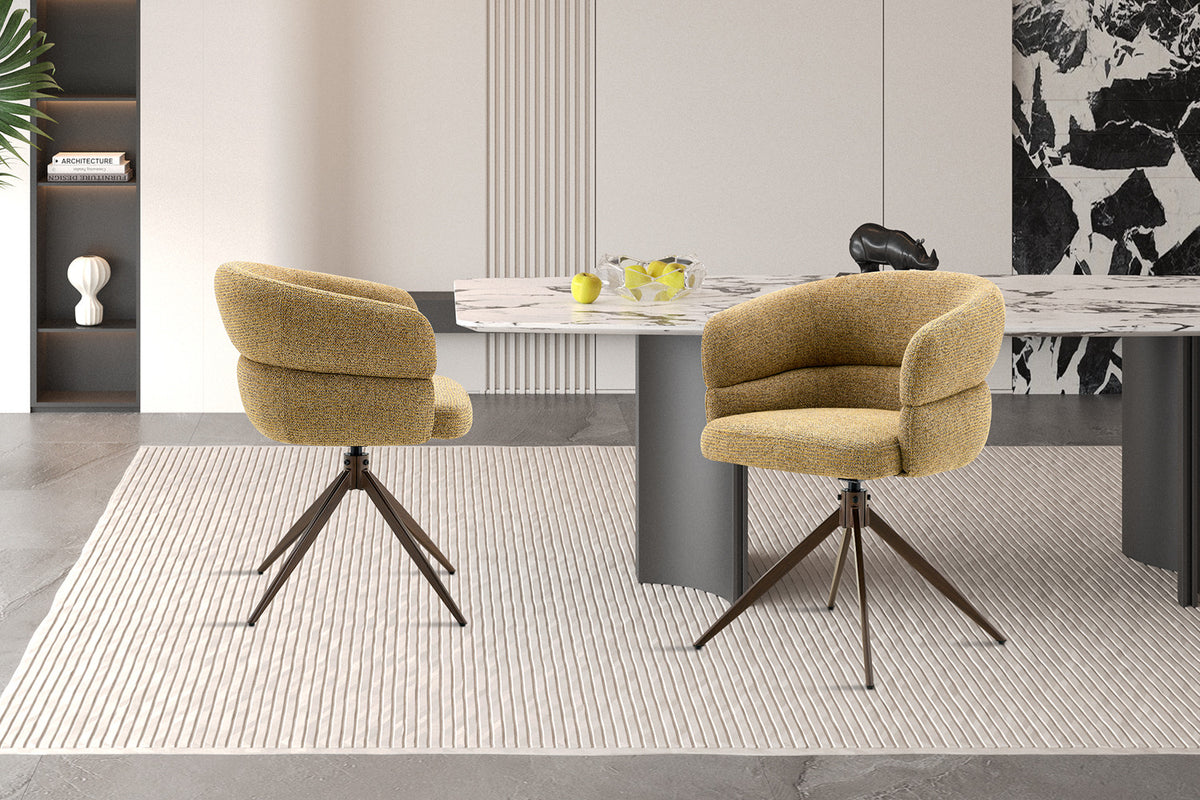 Chaise Leonie Pivotante – WZ coffee-4 Jaune – Pied Noyer - vue 2