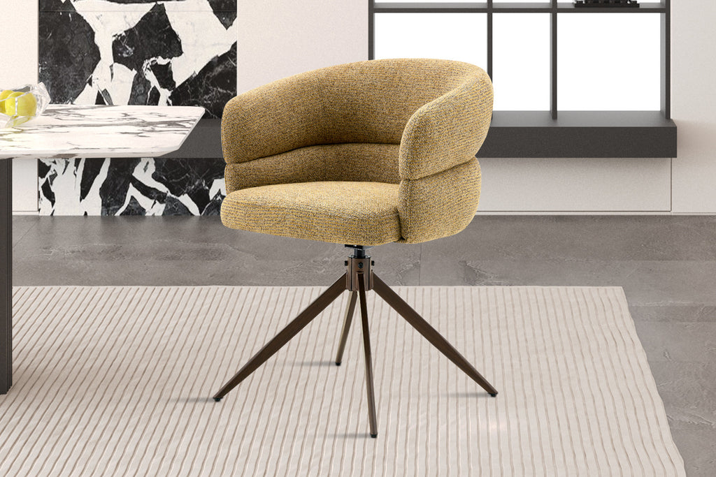 Chaise Leonie Pivotante – WZ coffee-4 Jaune – Pied Noyer - vue 3