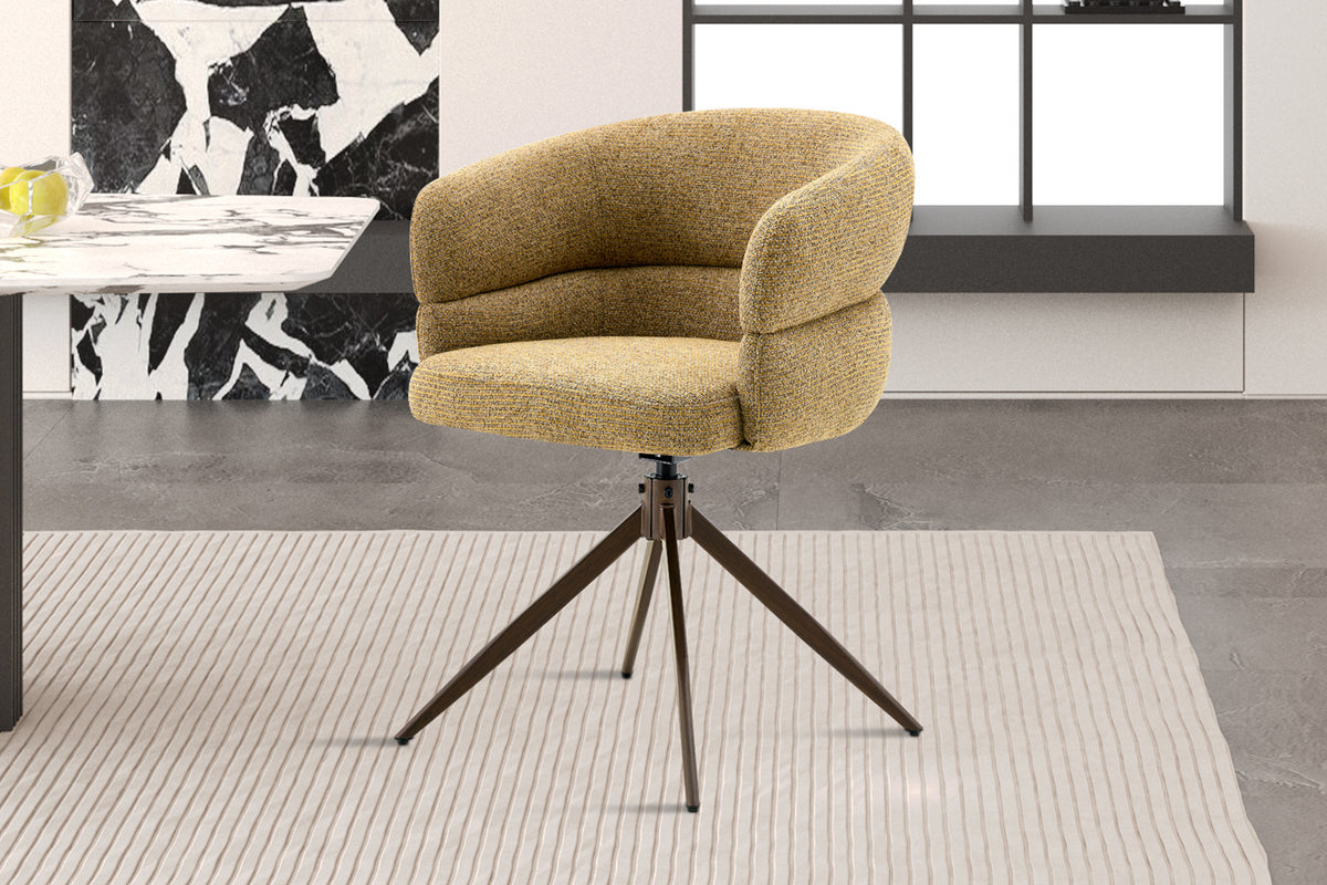 Chaise Leonie Pivotante – WZ coffee-4 Jaune – Pied Noyer - vue 3