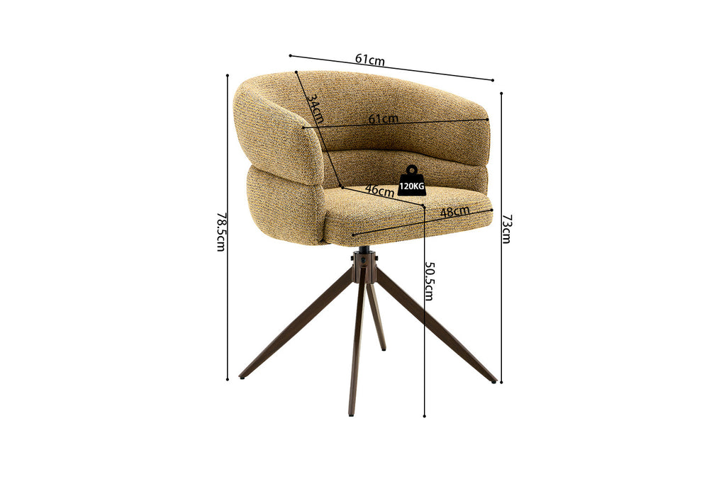 Chaise Leonie Pivotante – WZ coffee-4 Jaune – Pied Noyer - vue 9