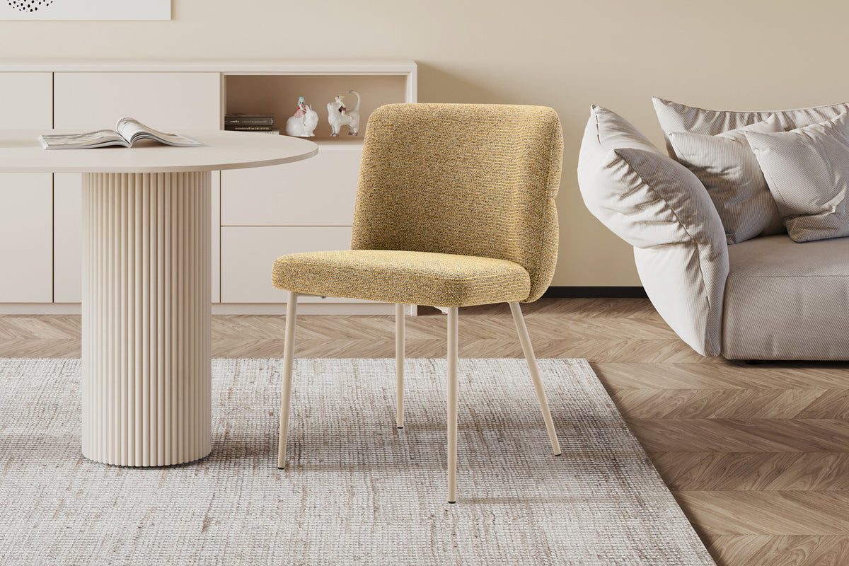 Chaise Alix Tissu WZ Coffee-4 Jaune – Pied Beige - vue 2