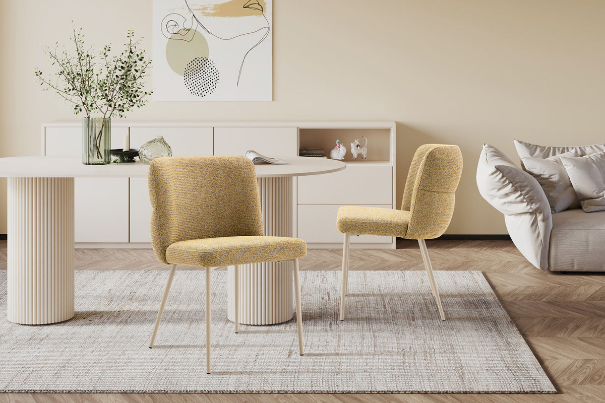 Chaise Alix Tissu WZ Coffee-4 Jaune – Pied Beige - vue 3