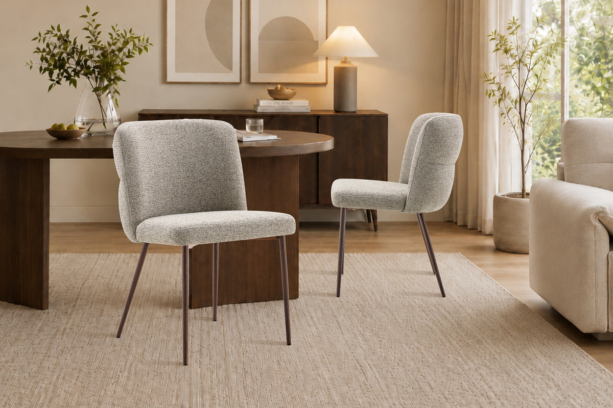 Chaise Alix Tissu WZ Coffee-2 Poivre – Pied Noyer - vue 2