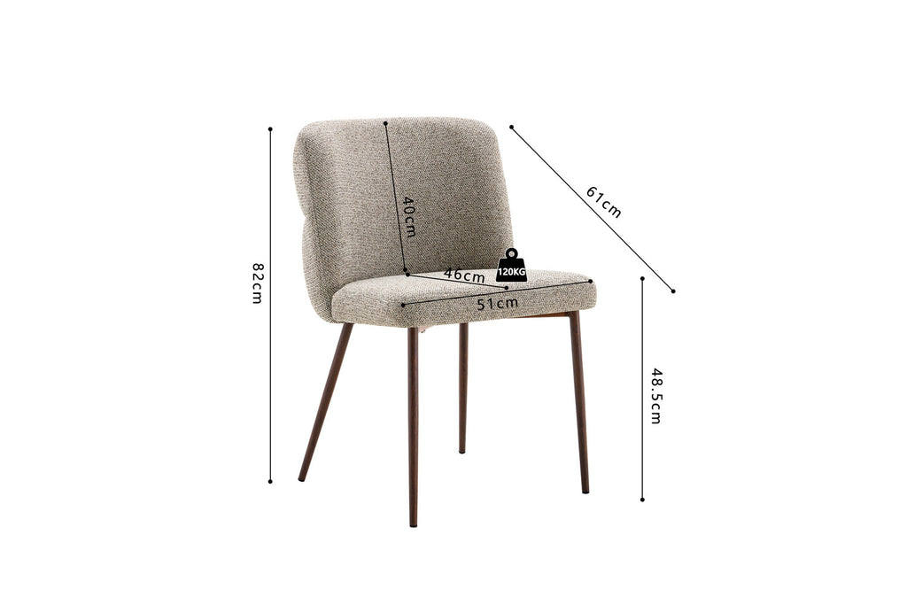Chaise Alix Tissu WZ Coffee-2 Poivre – Pied Noyer - vue 8