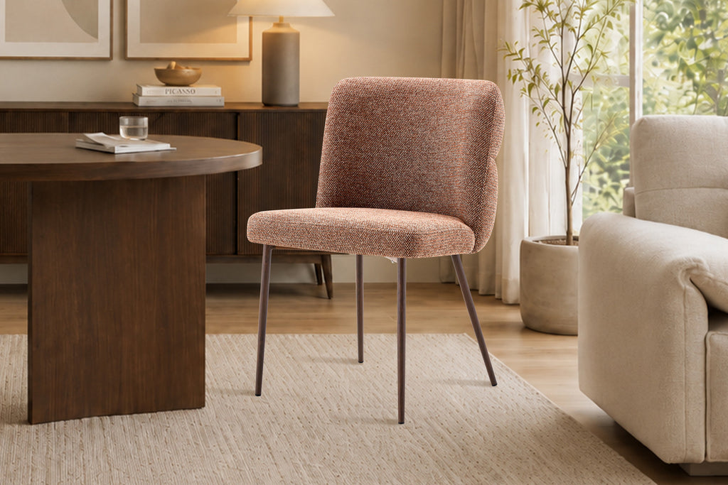 Chaise Alix Tissu WZ Coffee-3 Rouille – Pied Noyer - vue 2