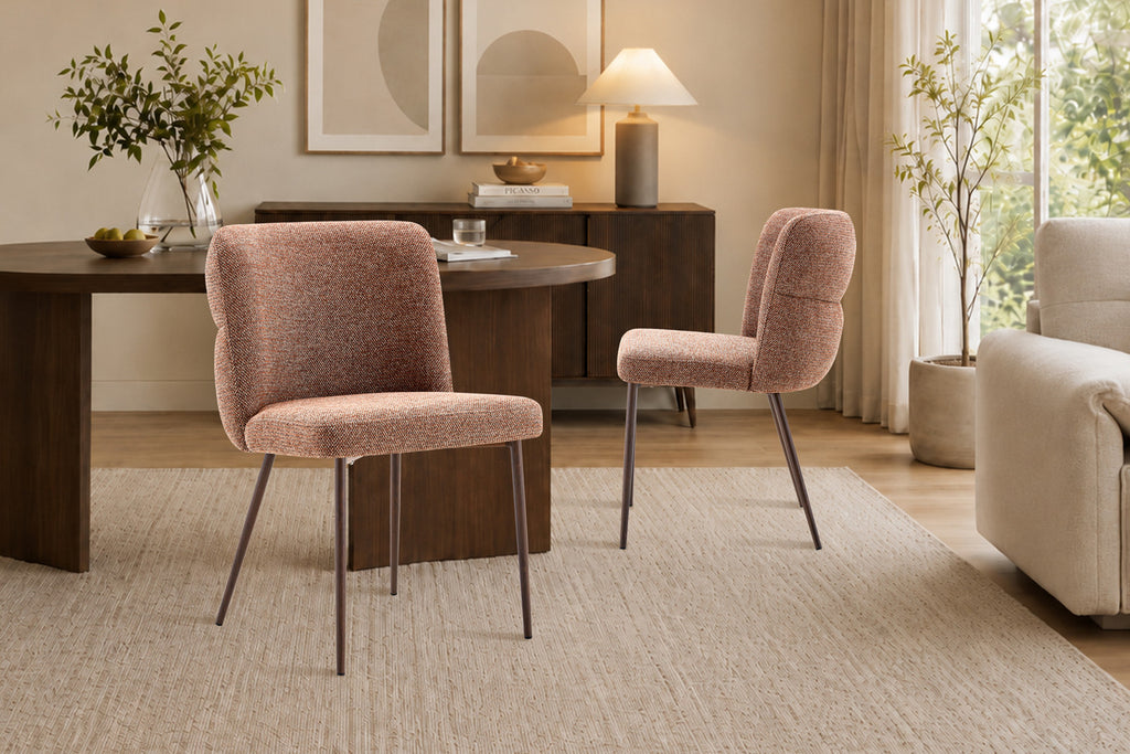 Chaise Alix Tissu WZ Coffee-3 Rouille – Pied Noyer - vue 3