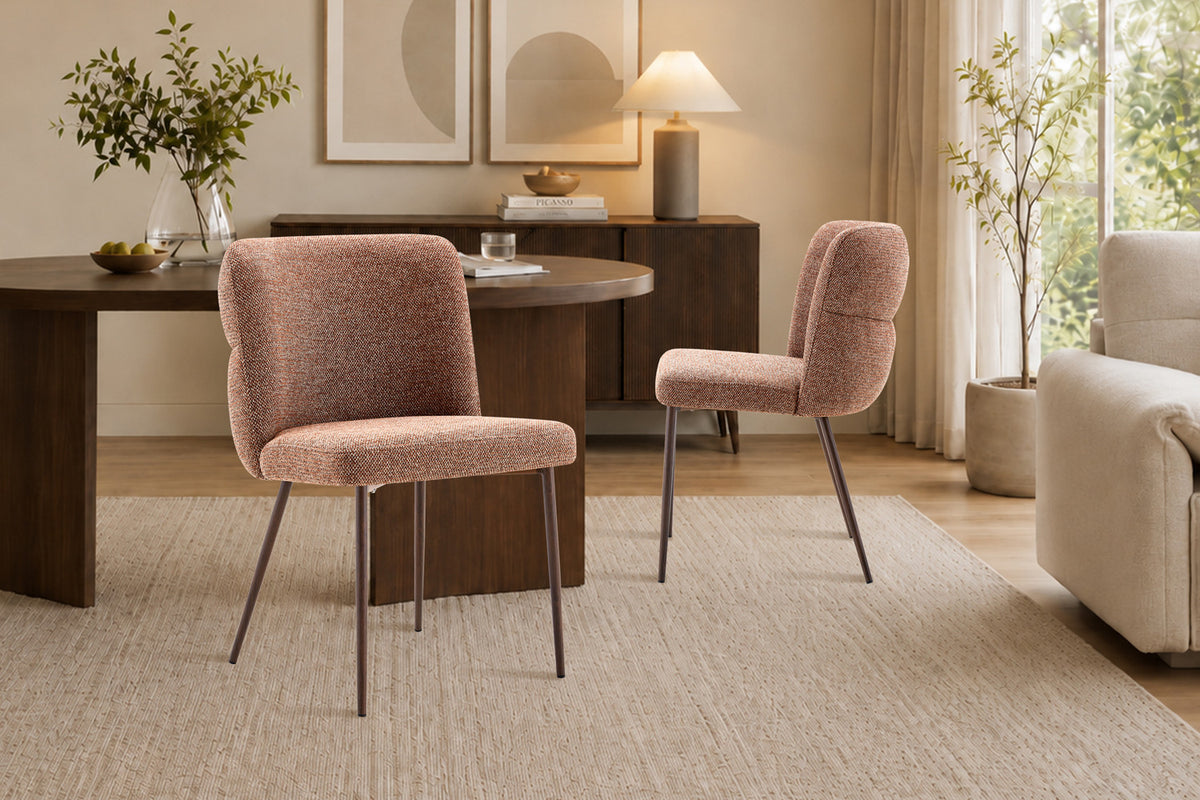 Chaise Alix Tissu WZ Coffee-3 Rouille – Pied Noyer - vue 3