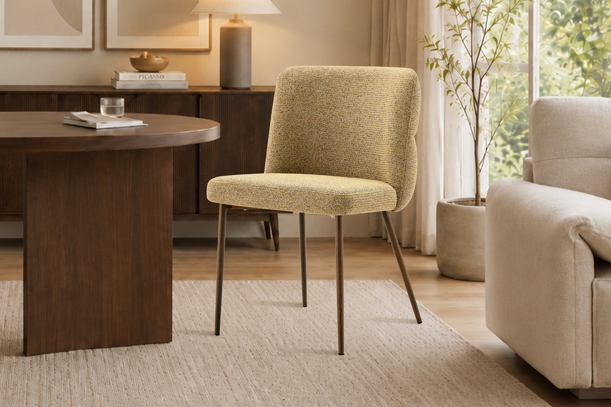 Chaise Alix Tissu WZ Coffee-4 Jaune – Pied Noyer - vue 2
