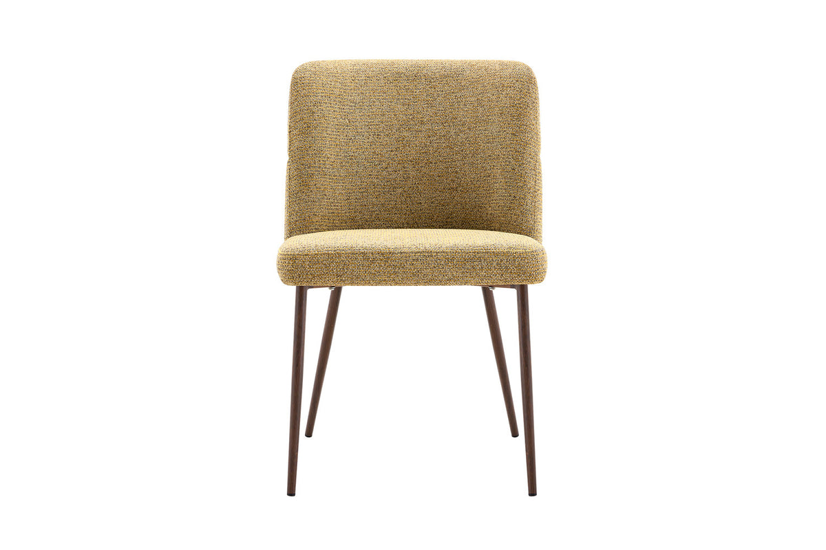 Chaise Alix Tissu WZ Coffee-4 Jaune – Pied Noyer - vue 4