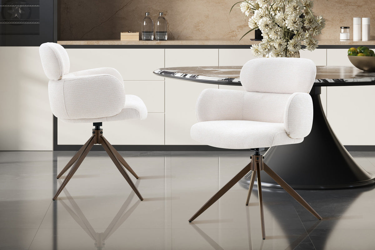 Chaise Roxane noyer Pivotant Tissu Ote Focus-111 Blanc