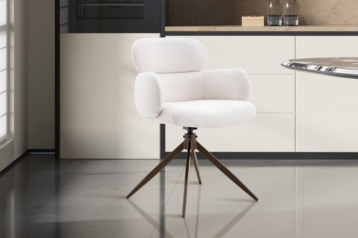 Chaise Roxane noyer Pivotant Tissu Ote Focus-111 Blanc - vue 2