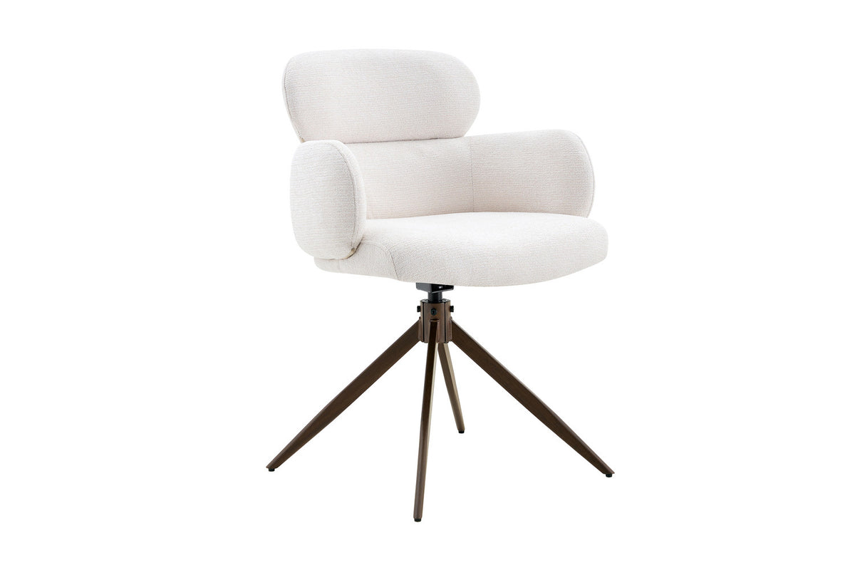 Chaise Roxane noyer Pivotant Tissu Ote Focus-111 Blanc - vue 5