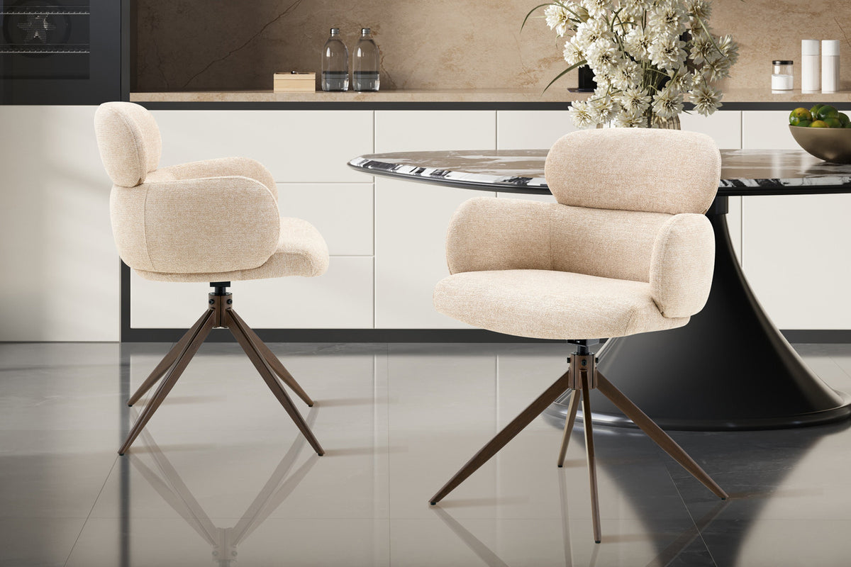 Chaise Roxane noyer Pivotant Tissu Ote Focus-120 Beige