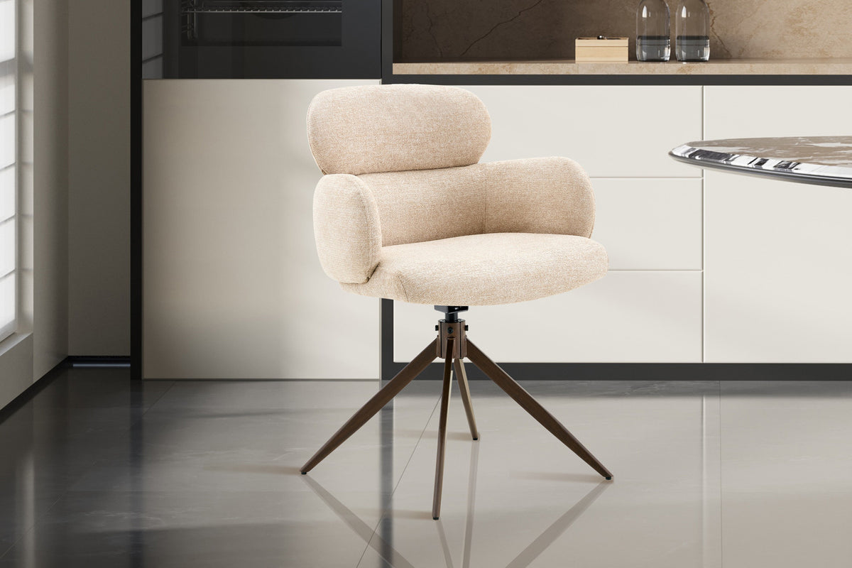 Chaise Roxane noyer Pivotant Tissu Ote Focus-120 Beige - vue 2