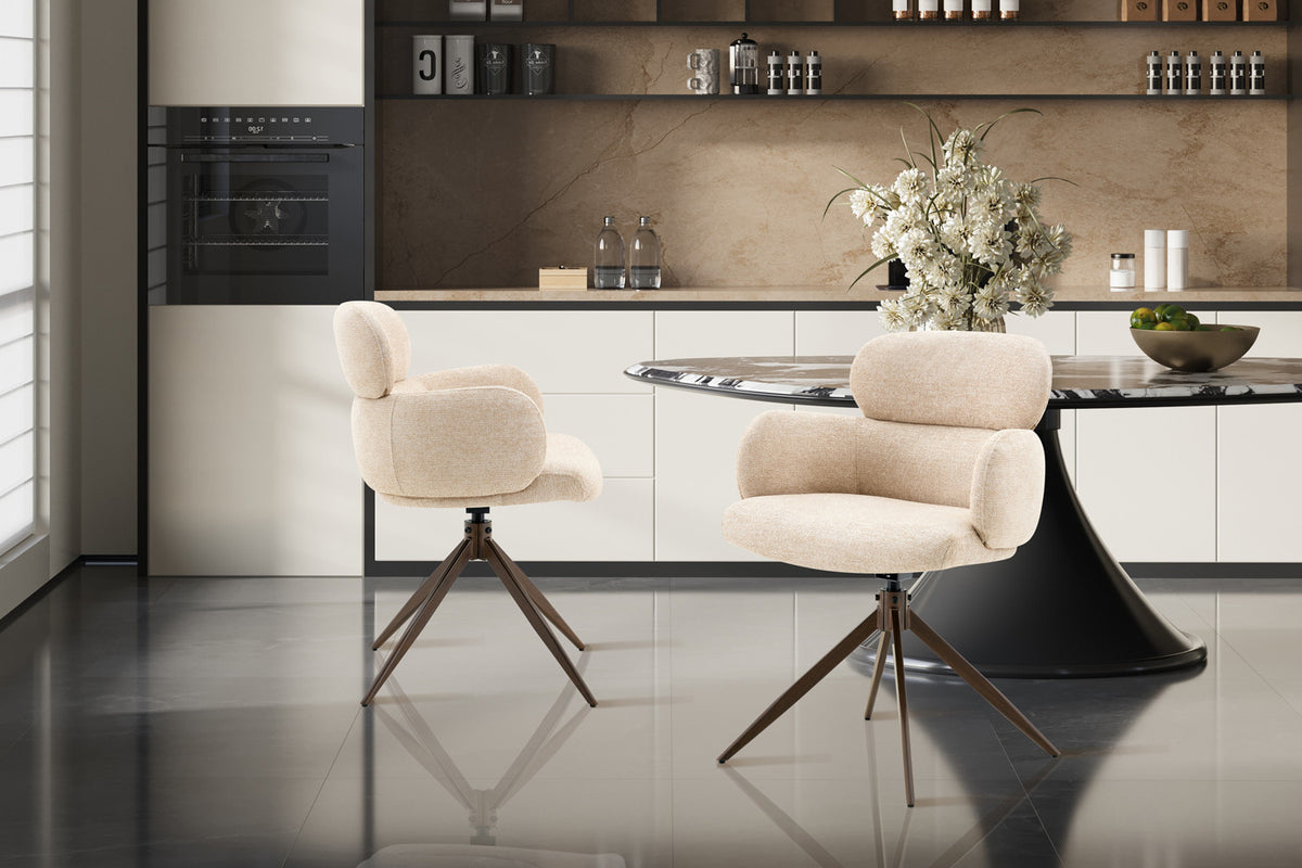 Chaise Roxane noyer Pivotant Tissu Ote Focus-120 Beige - vue 3