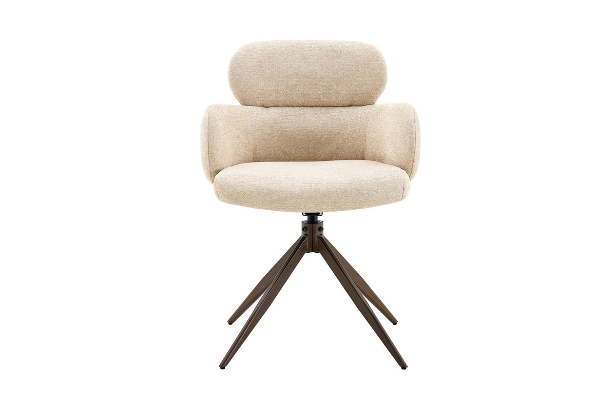Chaise Roxane noyer Pivotant Tissu Ote Focus-120 Beige - vue 4