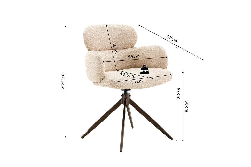 Chaise Roxane noyer Pivotant Tissu Ote Focus-120 Beige - vue 9