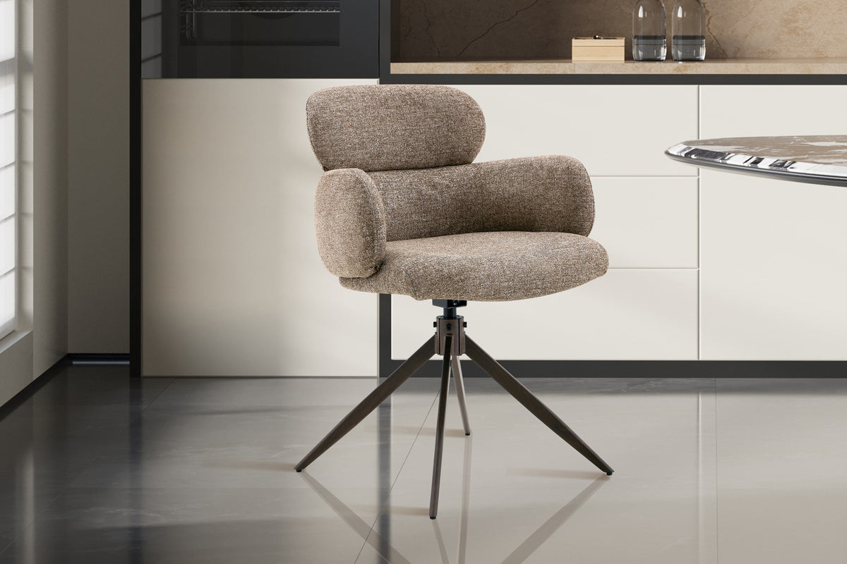Chaise Roxane noyer Pivotant Tissu Ote Focus-178 Poivre - vue 2