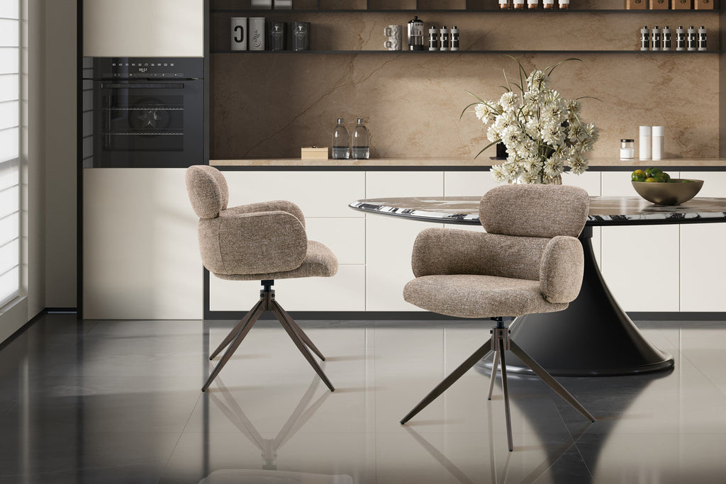 Chaise Roxane noyer Pivotant Tissu Ote Focus-178 Poivre - vue 3