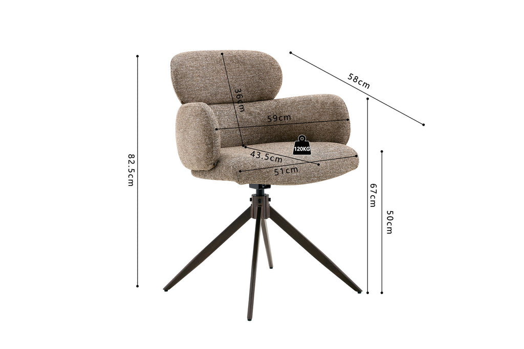 Chaise Roxane noyer Pivotant Tissu Ote Focus-178 Poivre - vue 9