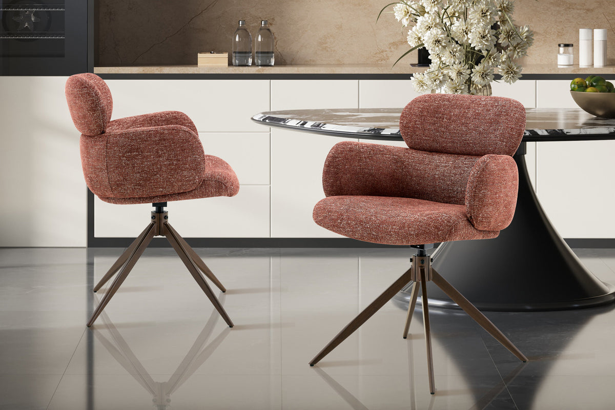 Chaise Roxane noyer Pivotant Tissu Ote Focus-245 Rouille