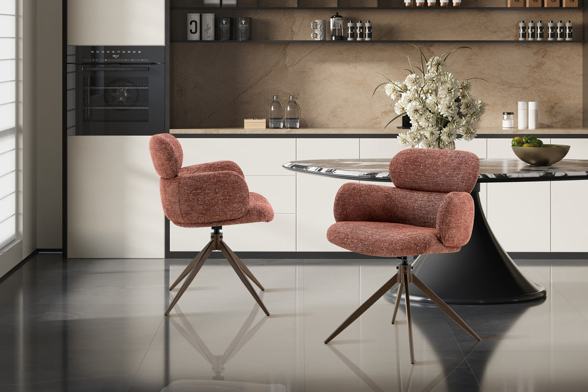 Chaise Roxane noyer Pivotant Tissu Ote Focus-245 Rouille - vue 3