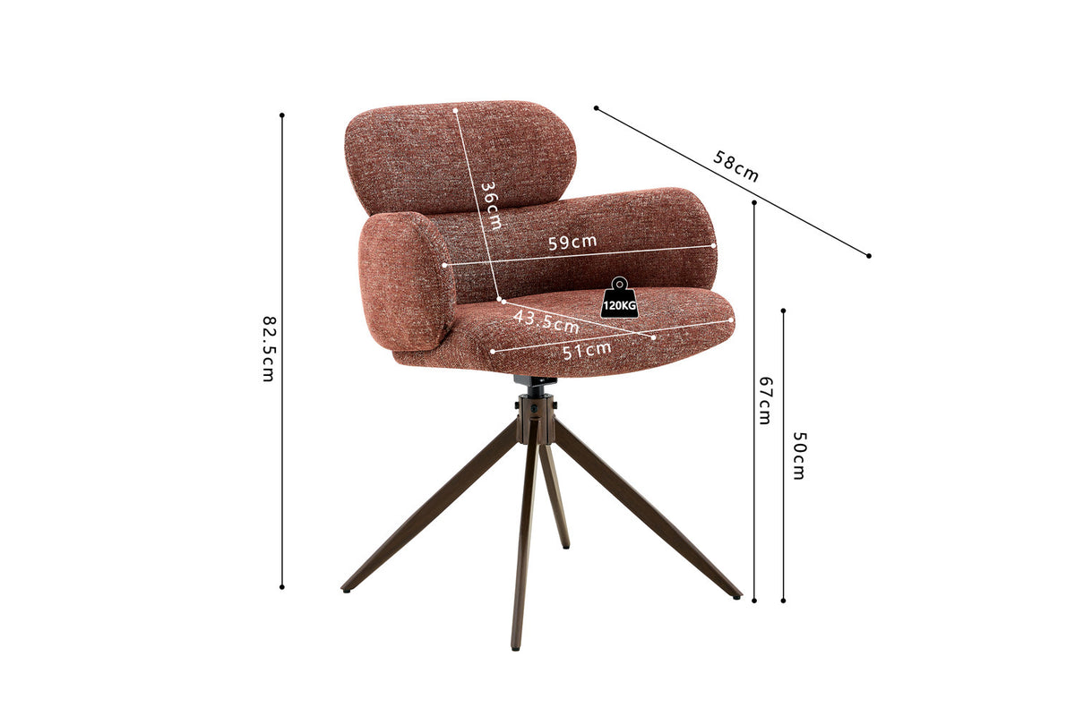 Chaise Roxane noyer Pivotant Tissu Ote Focus-245 Rouille - vue 9