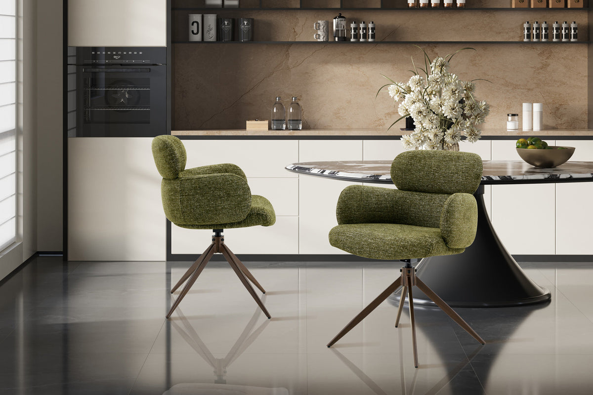 Chaise Roxane noyer Pivotant Tissu Ote Focus-353 Vert - vue 3