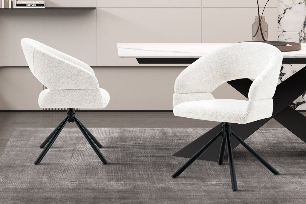 Chaise Amber Pivotant Tissu Miracle MTT1018-1 Blanc