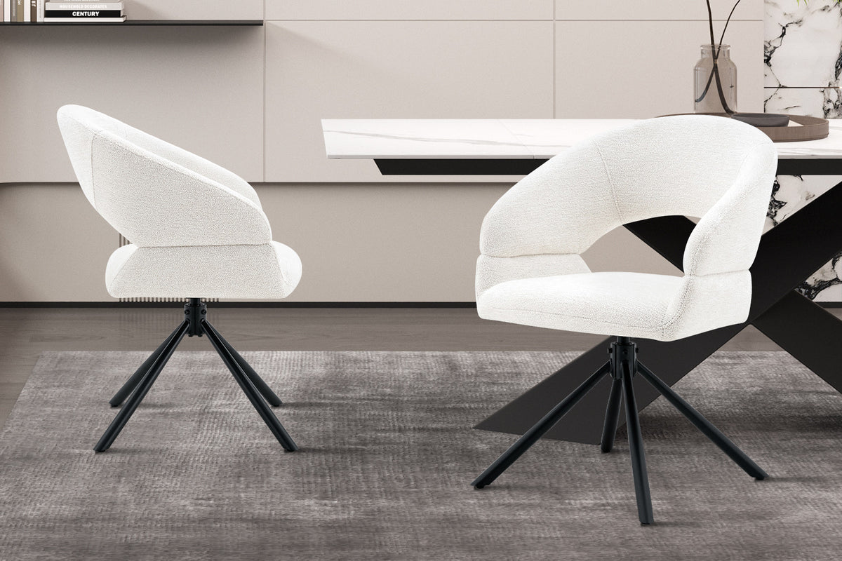 Chaise Amber Pivotant Tissu Miracle MTT1018-1 Blanc