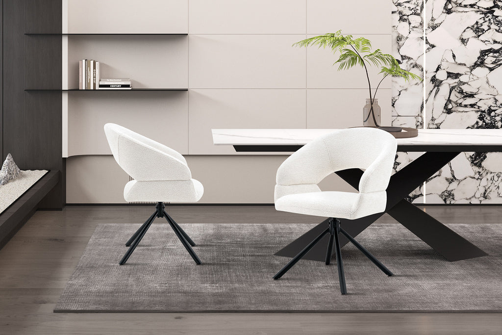 Chaise Amber Pivotant Tissu Miracle MTT1018-1 Blanc - vue 2