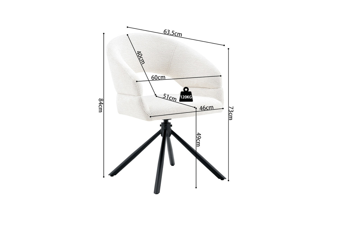Chaise Amber Pivotant Tissu Miracle MTT1018-1 Blanc - vue 9