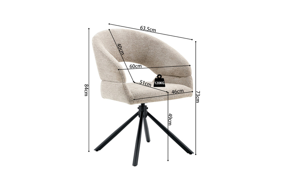 Chaise Amber Pivotant Tissu Miracle MTT1018-5 Beige - vue 9