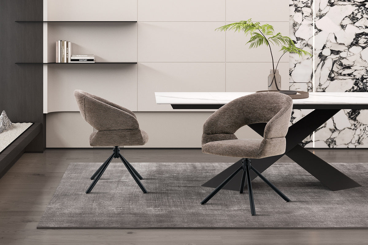Chaise Amber Pivotant Tissu Miracle MTT1018-8 Poivre - vue 2