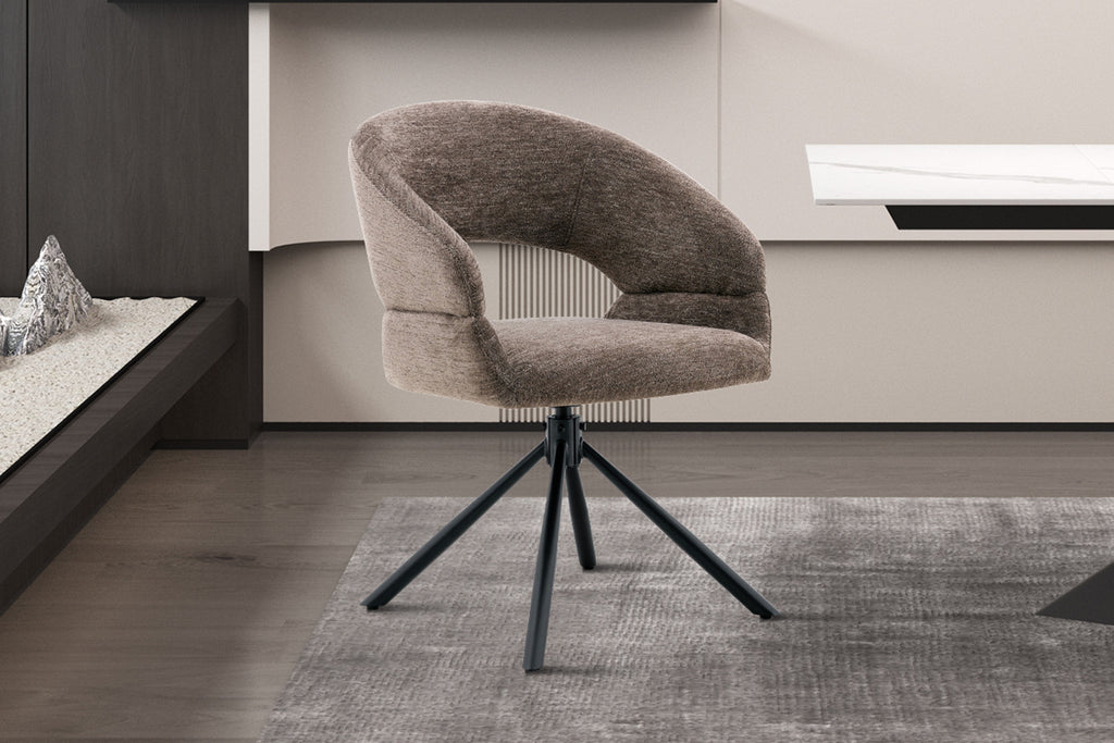 Chaise Amber Pivotant Tissu Miracle MTT1018-8 Poivre - vue 3