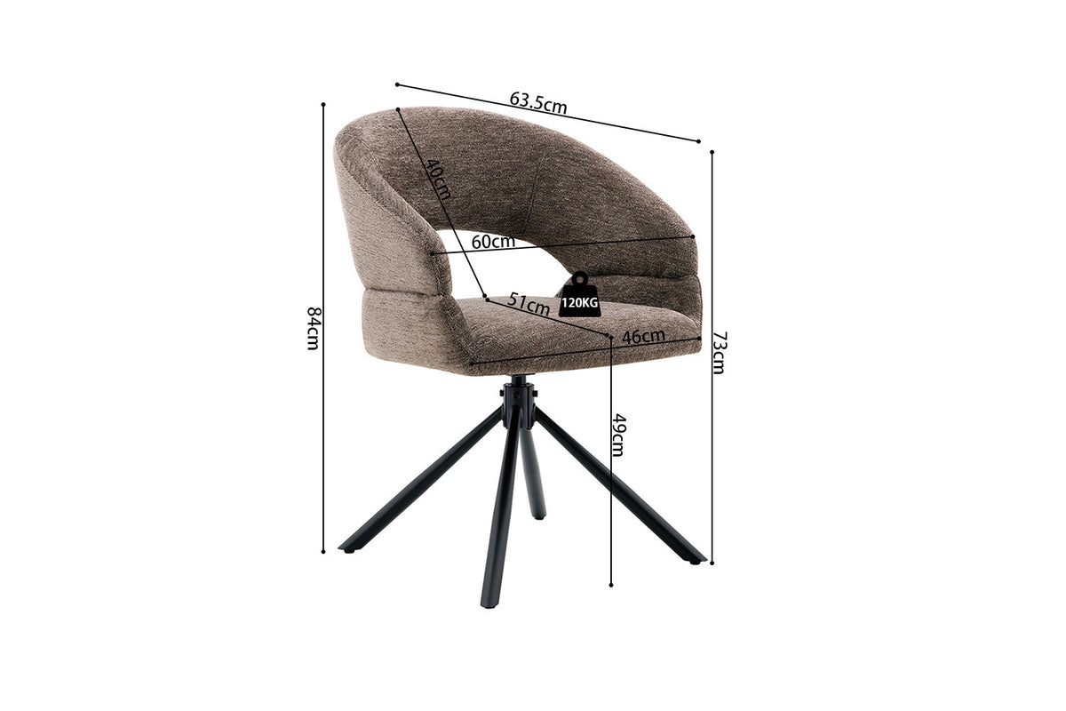 Chaise Amber Pivotant Tissu Miracle MTT1018-8 Poivre - vue 9