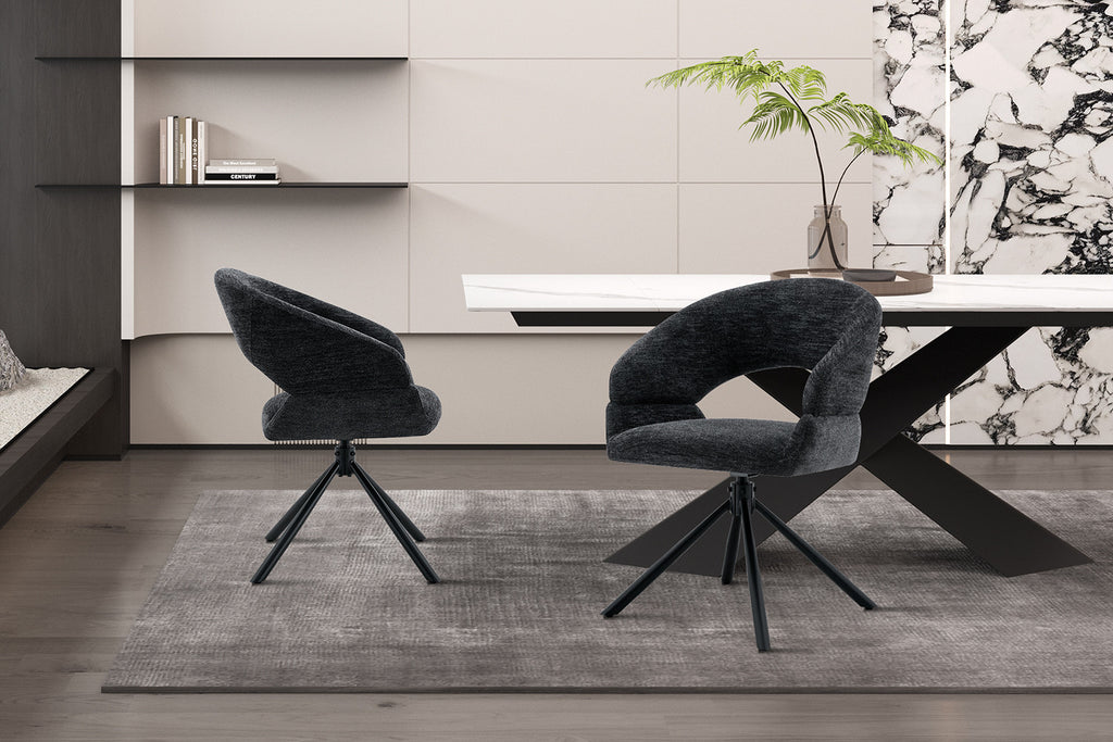 Chaise Amber Pivotant Tissu Miracle MTT1018-27 Noir - vue 2