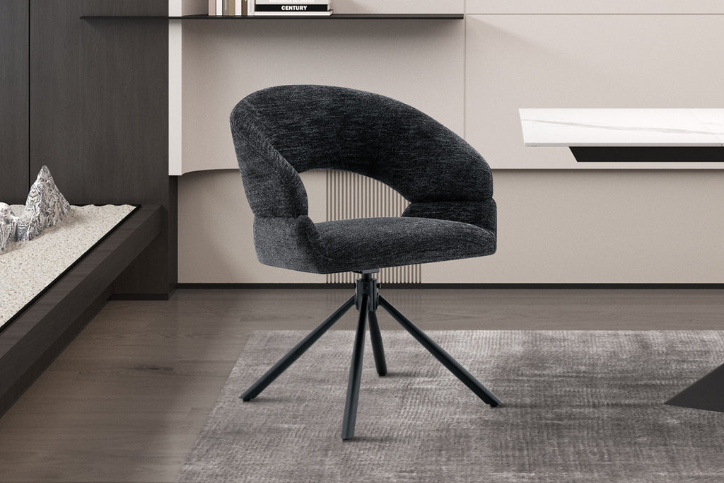 Chaise Amber Pivotant Tissu Miracle MTT1018-27 Noir - vue 3