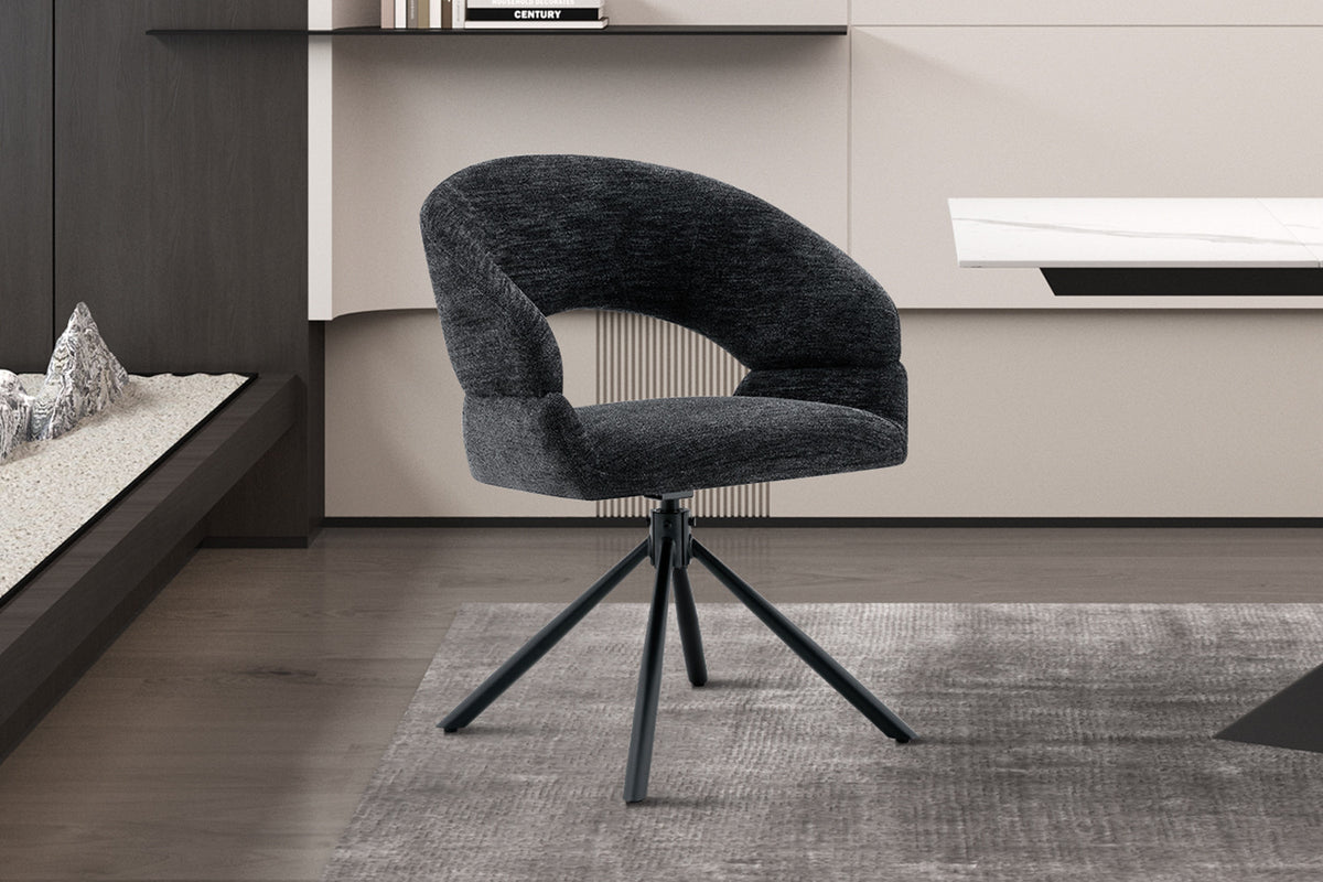 Chaise Amber Pivotant Tissu Miracle MTT1018-27 Noir - vue 3