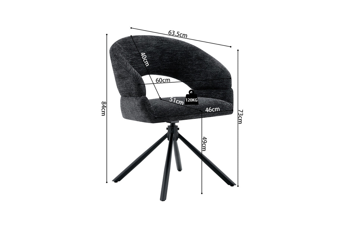 Chaise Amber Pivotant Tissu Miracle MTT1018-27 Noir - vue 9