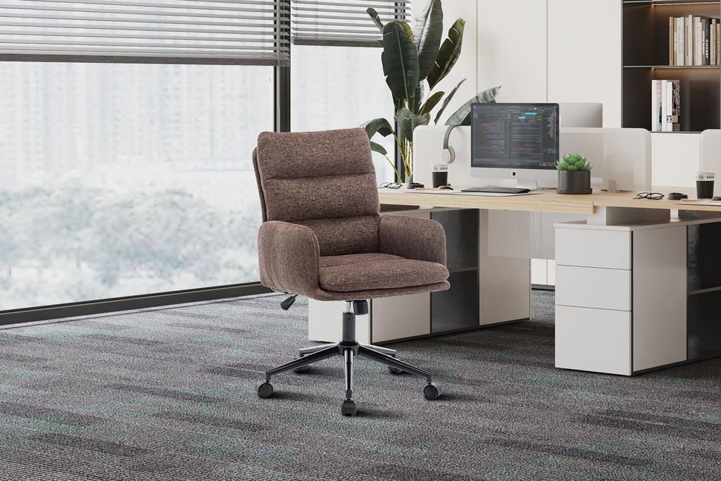 Chaise de bureau Aimé Tissu Brun