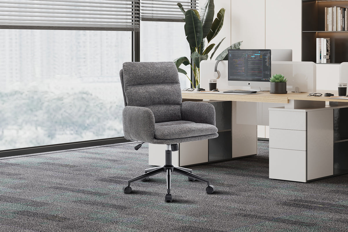 Chaise de bureau Aimé Tissu Gris foncé