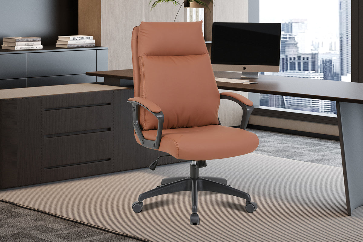 Chaise de bureau Samuel similicuir nylon Cognac