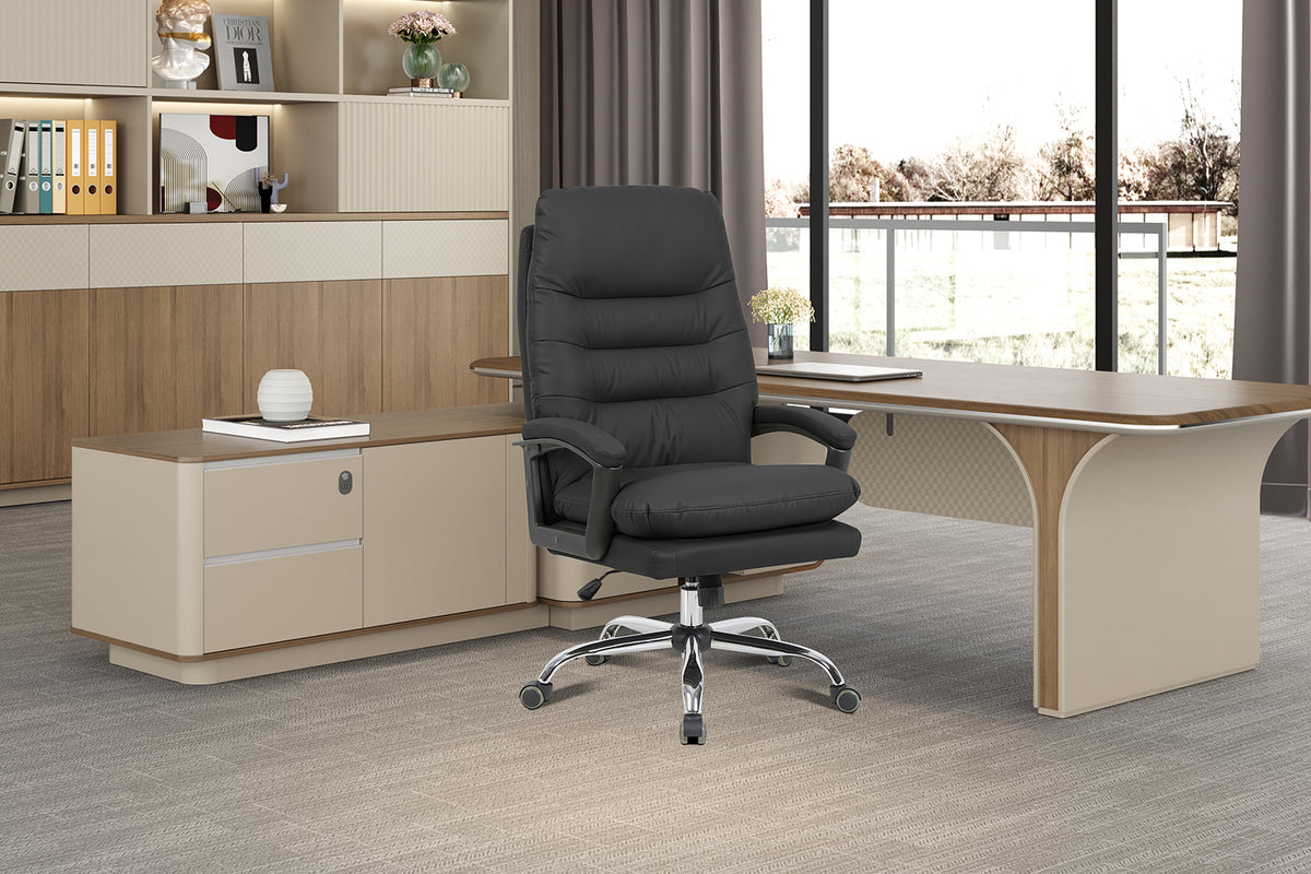 Chaise de bureau Daniel similicuir Noir