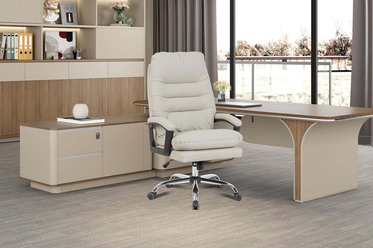 Chaise de bureau Daniel similicuir Beige