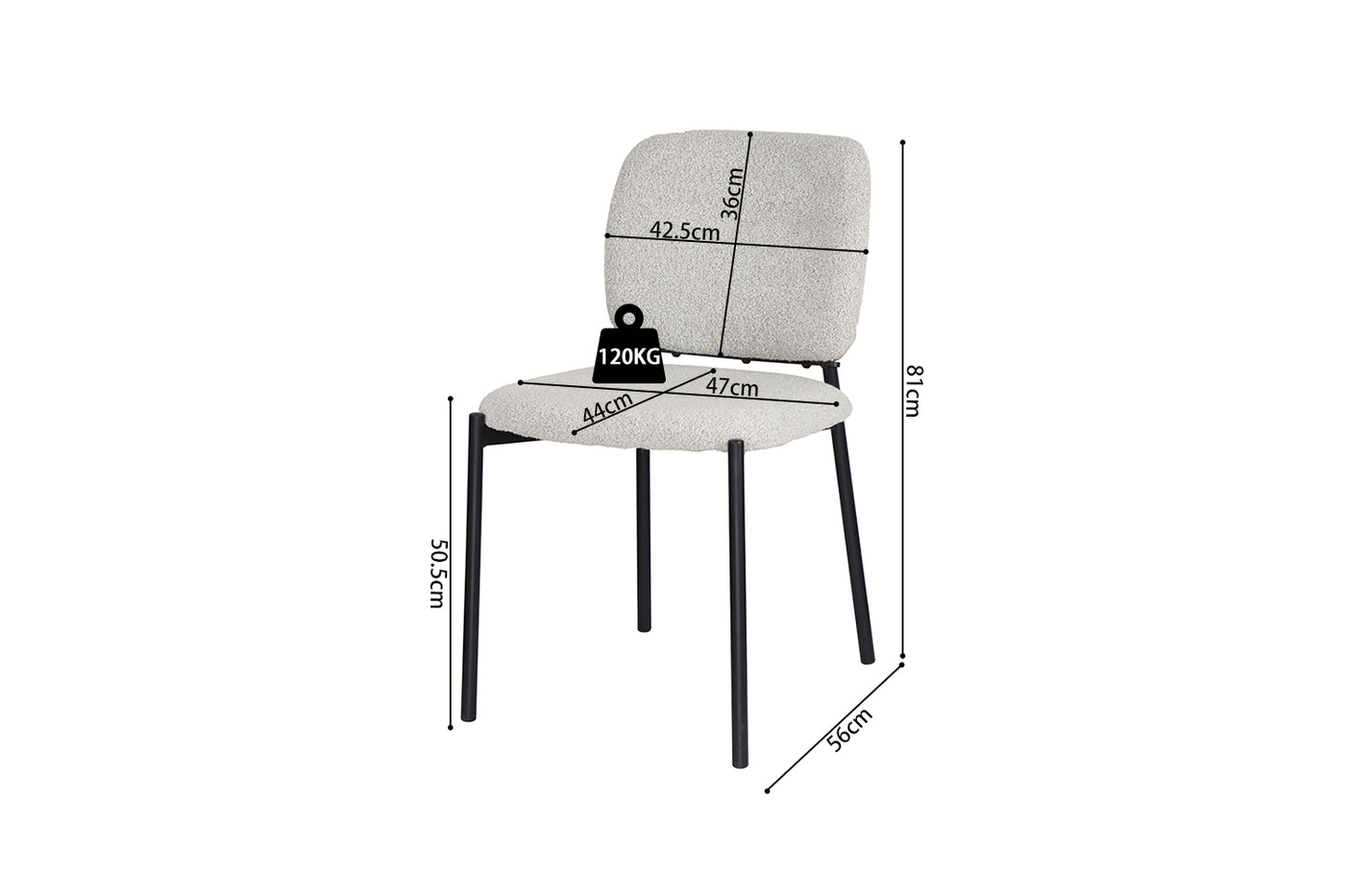 Chaise Sofia Structure en Métal Noir Tissu