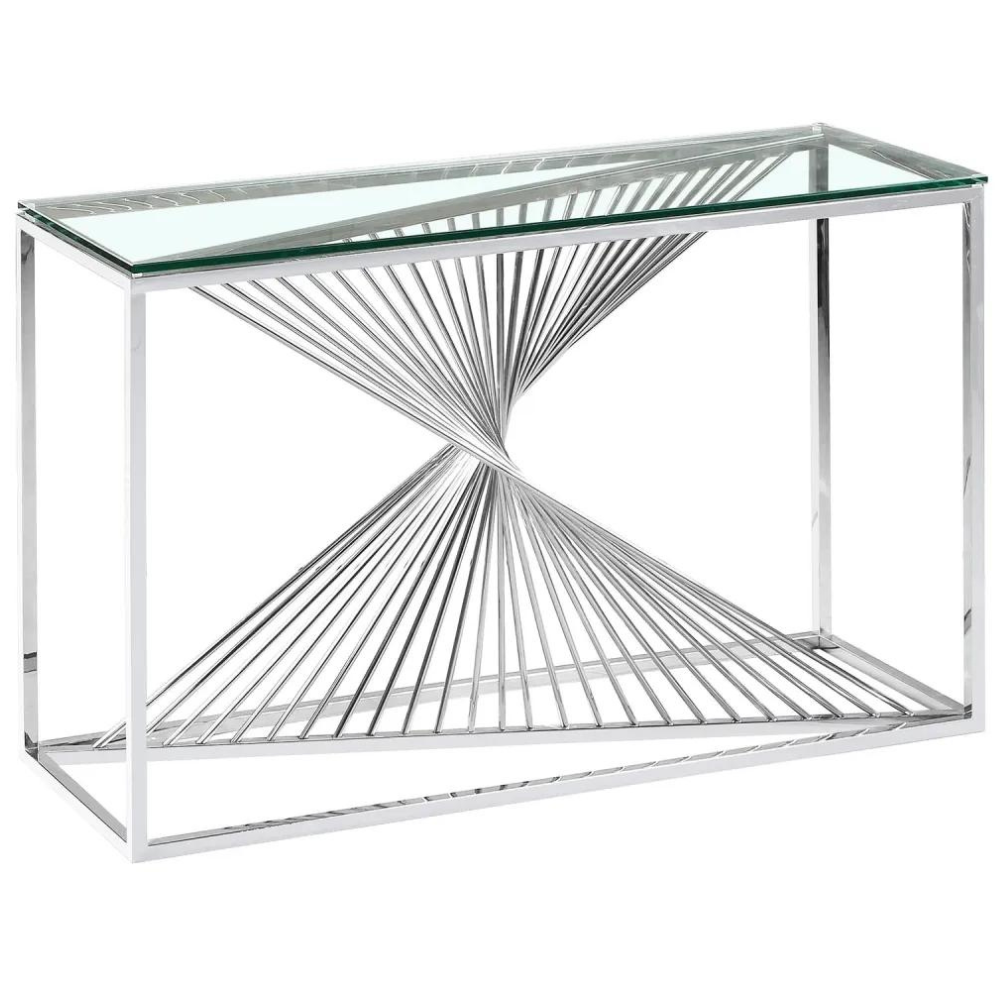 Console Brittany argent verre transparent