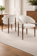 Chaise Charly en velours beige avec ressorts – Pied finition noyer