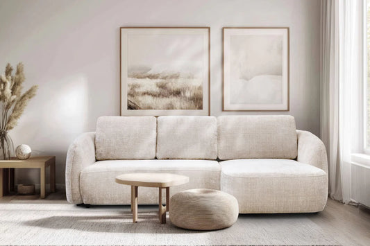 Canapé d'angle convertible Porto Marbella Blanc Cassé